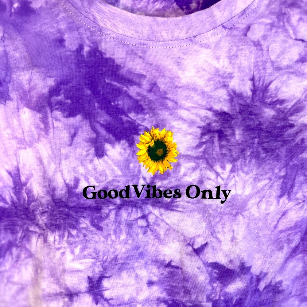 Good Vibes Purple Tie-Dye Cropped Tee - Picture 5 of 6